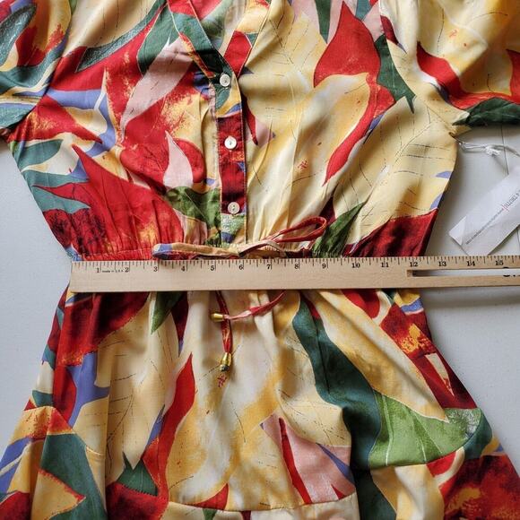 Live 4 Truth A-Line Mini Dress Vibrant Floral Puff Sleeve NEW Party Tropical - Picture 8 of 16